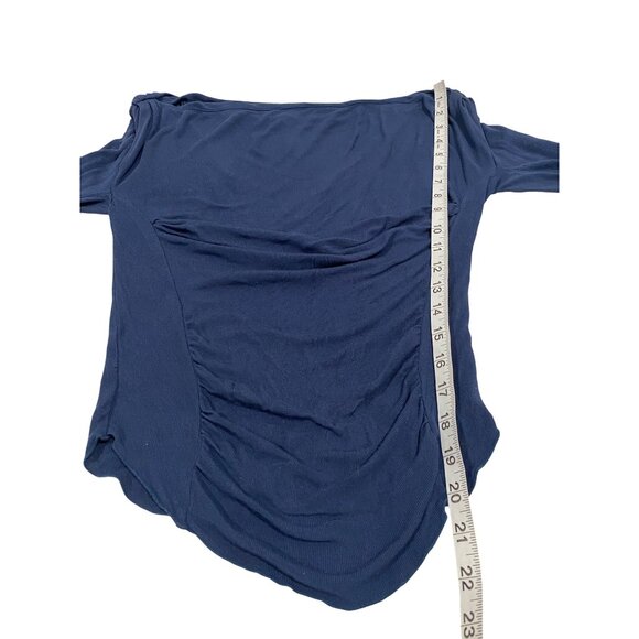 Free People‎ Night We Met Off Shoulder Long Sleeve Blue Top Size S - Picture 7 of 7